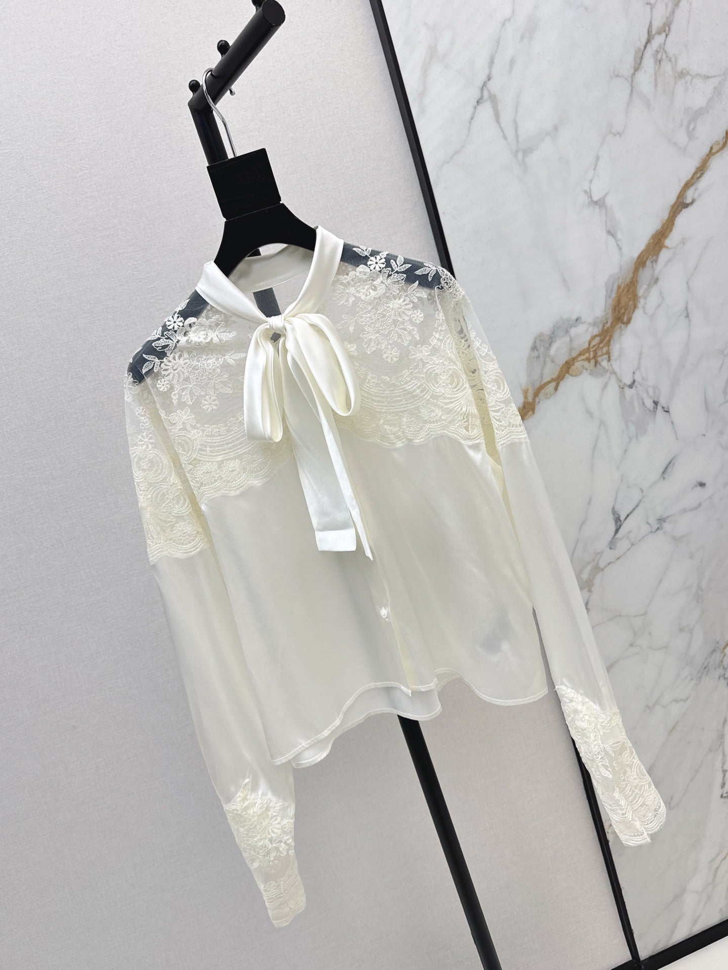 25SS lace Silk shirt