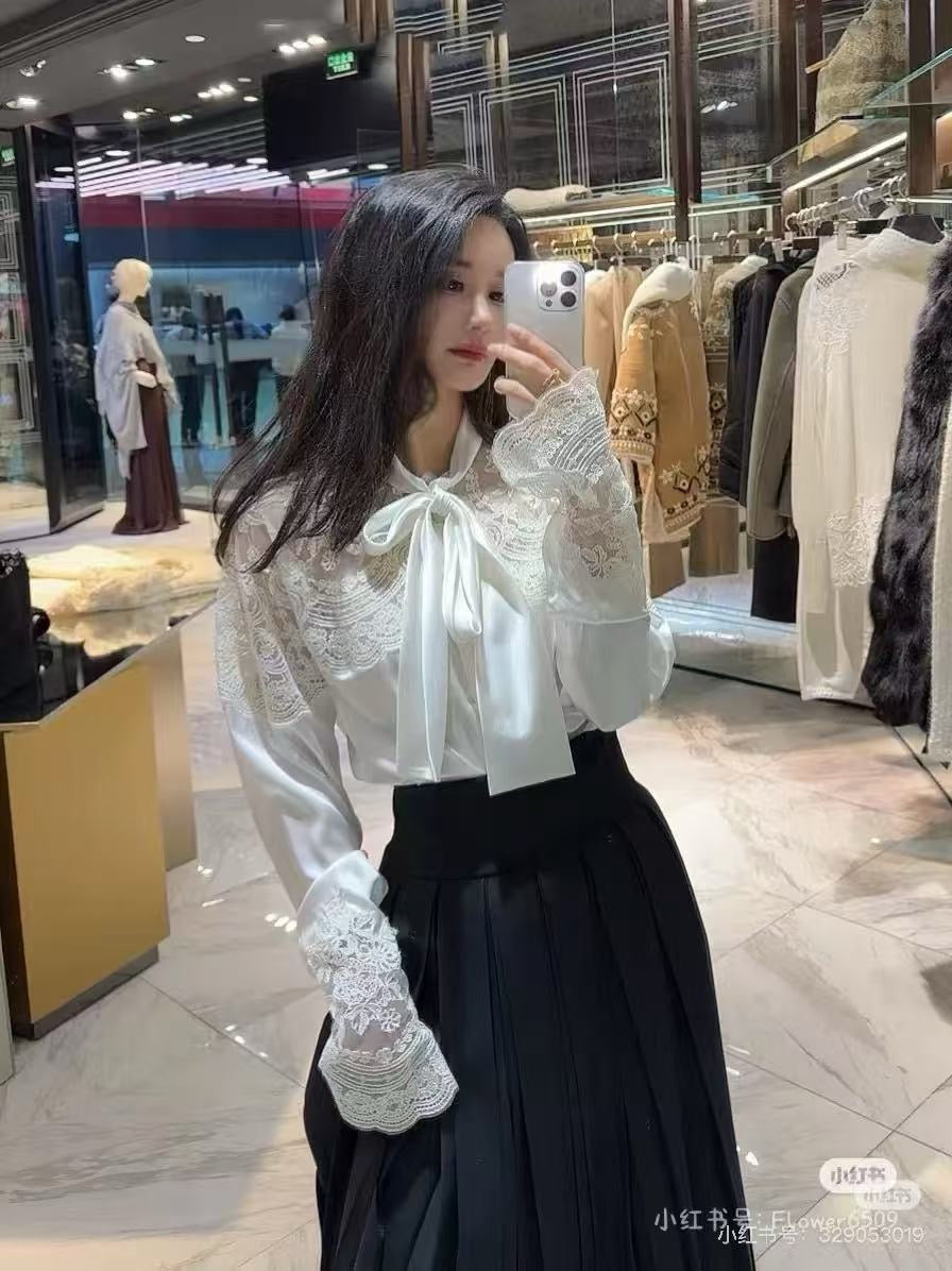 25SS lace Silk shirt