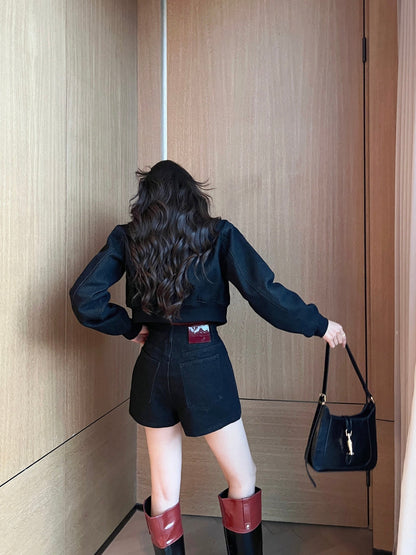 G 25ss embroidered denim short