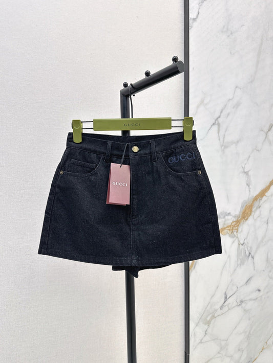 G 25ss embroidered denim short