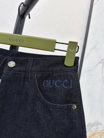 G 25ss embroidered denim short