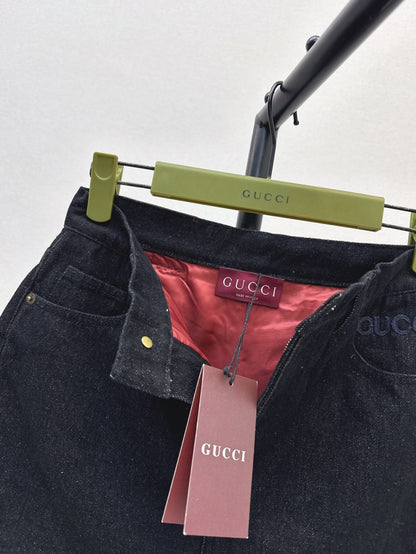 G 25ss embroidered denim short