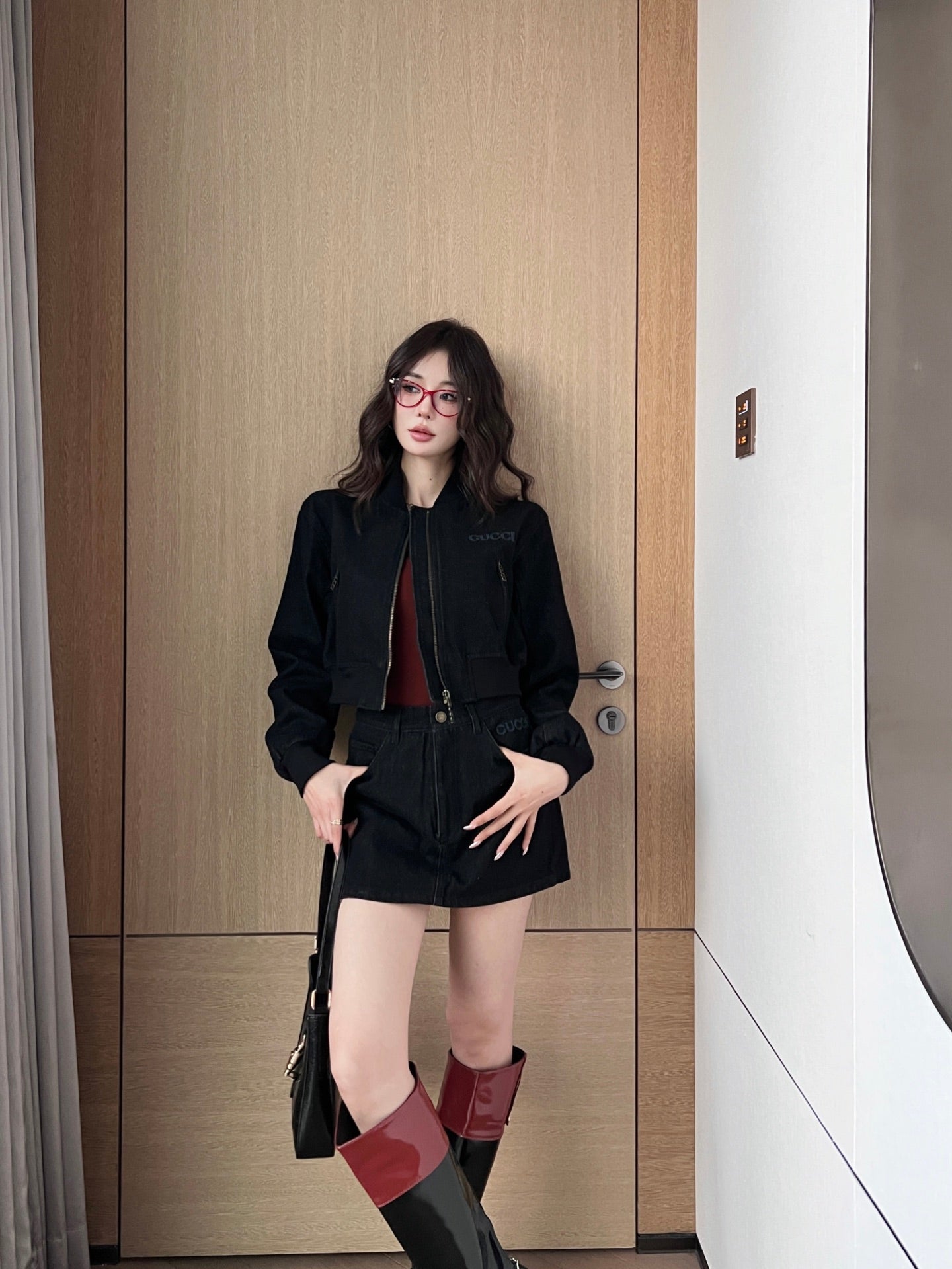 G 25ss embroidered denim short