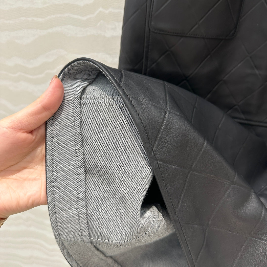 25ss leather A line dress