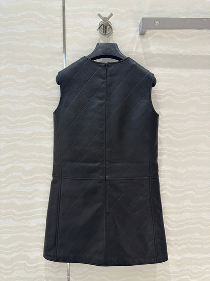 25ss leather A line dress