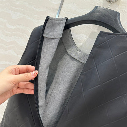 25ss leather A line dress