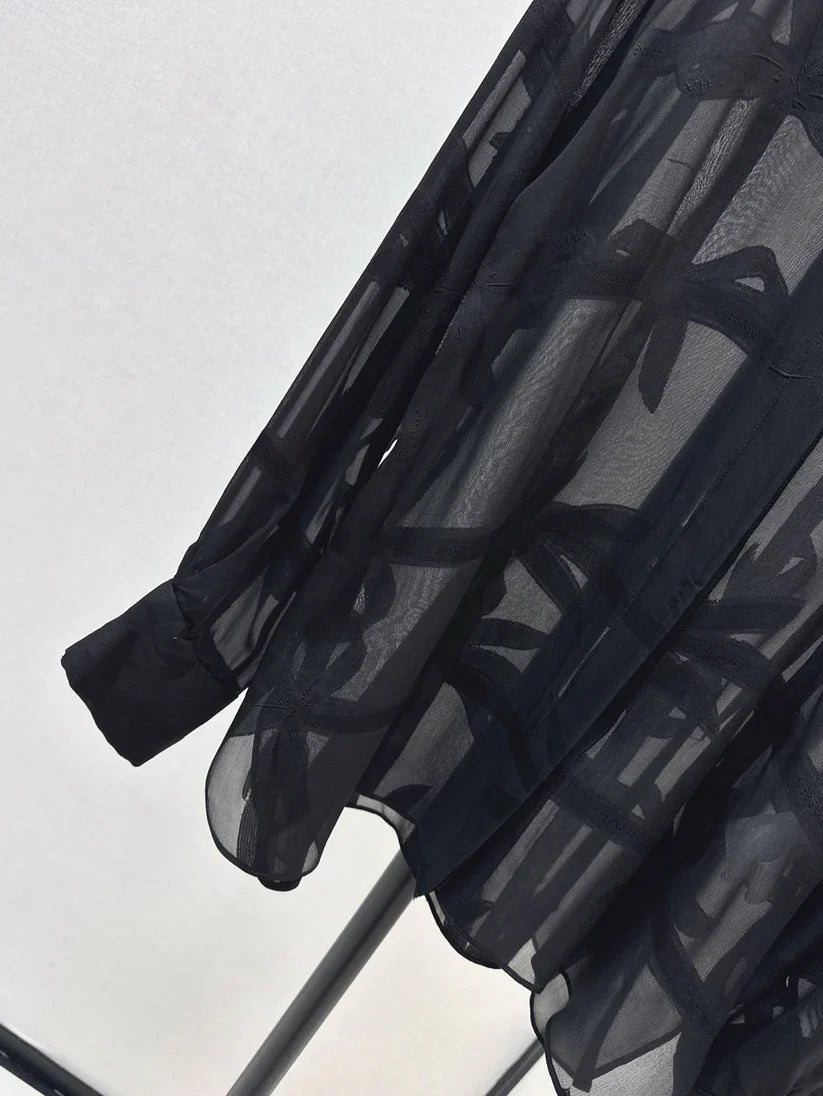 Bow Hollow-Out Cover-Up Top