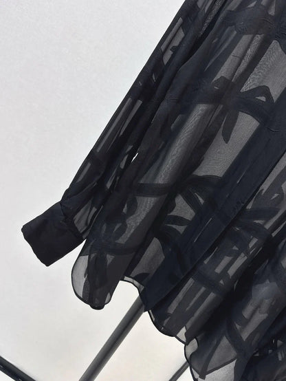 Bow Hollow-Out Cover-Up Top