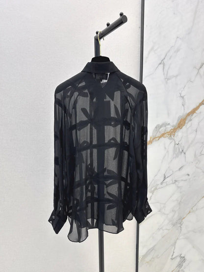 Bow Hollow-Out Cover-Up Top