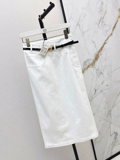 Lo 25ss belt denim skirt