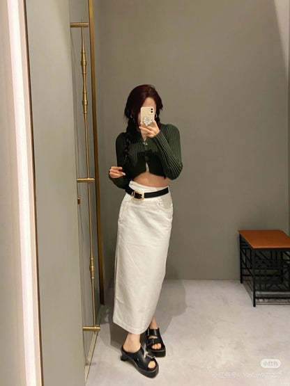 Lo 25ss belt denim skirt