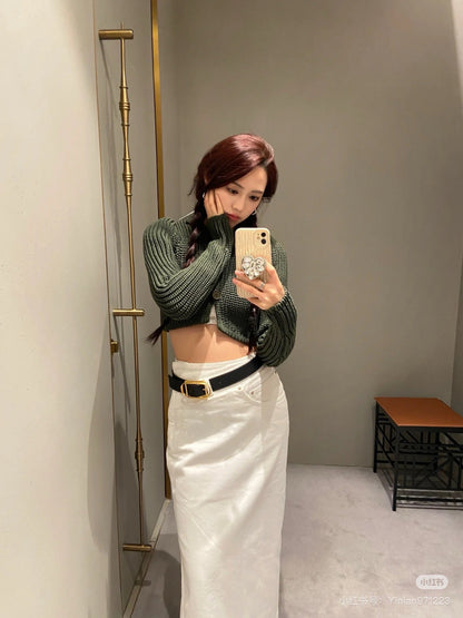 Lo 25ss belt denim skirt