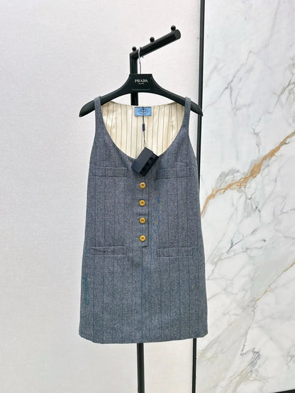 Preppy Two-Tone Striped Vest Dress