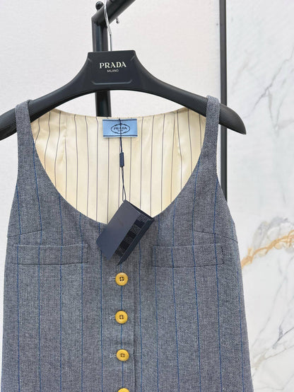 Preppy Two-Tone Striped Vest Dress