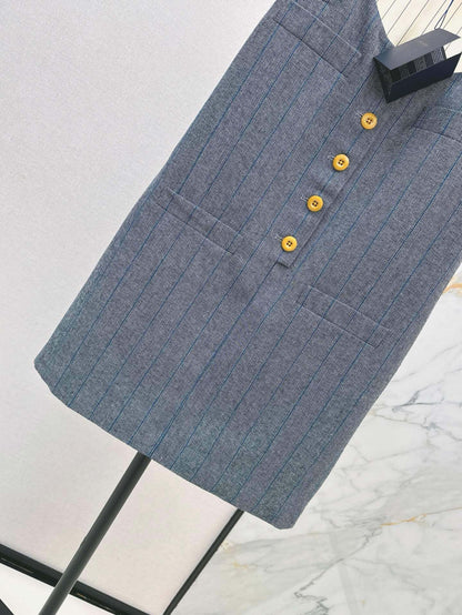 Preppy Two-Tone Striped Vest Dress