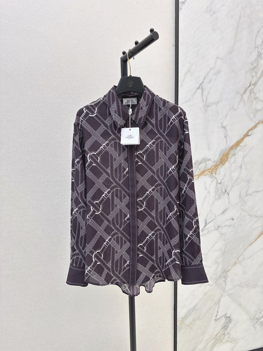 H 25ss Silk printed shirt