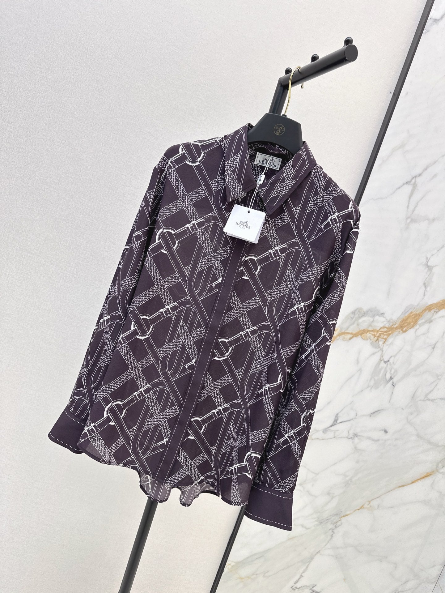 H 25ss Silk printed shirt