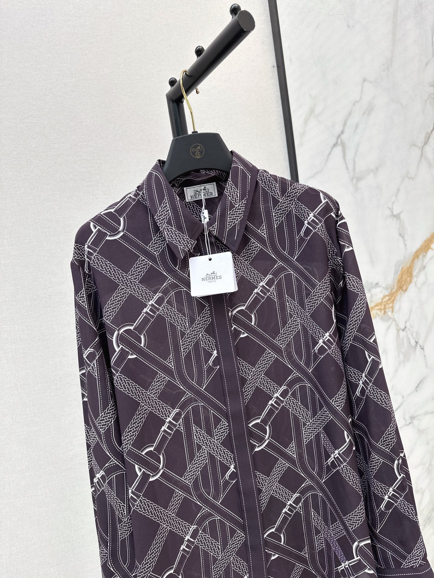 H 25ss Silk printed shirt