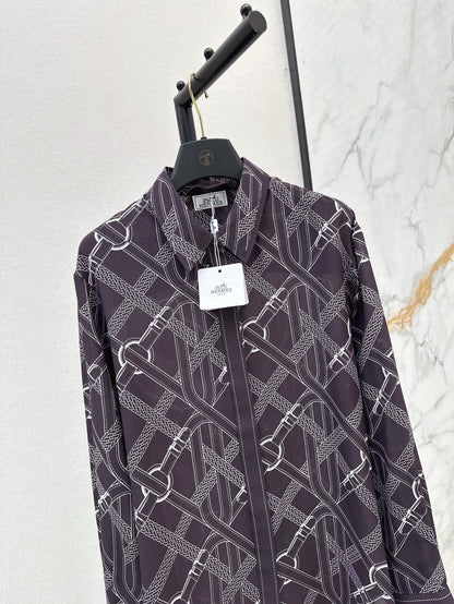 H 25ss Silk printed shirt