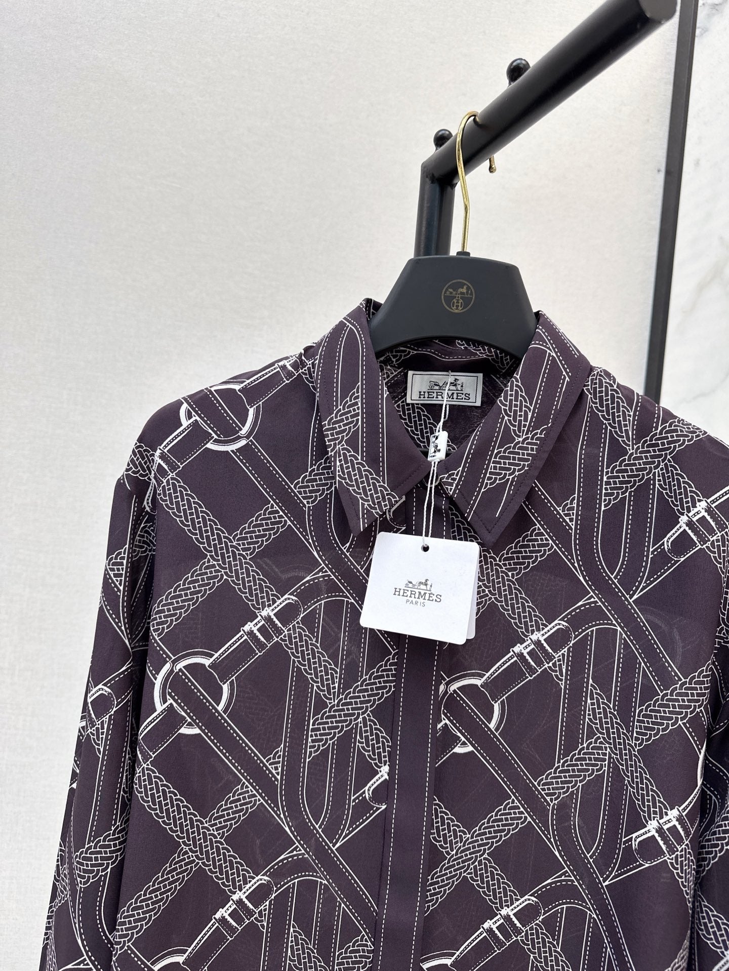 H 25ss Silk printed shirt