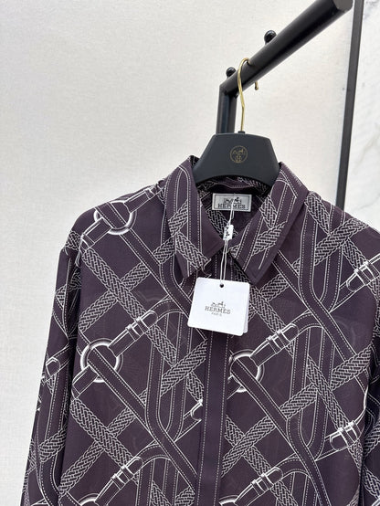 H 25ss Silk printed shirt