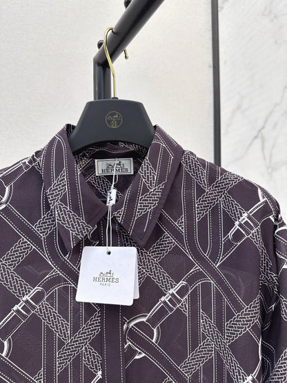 H 25ss Silk printed shirt