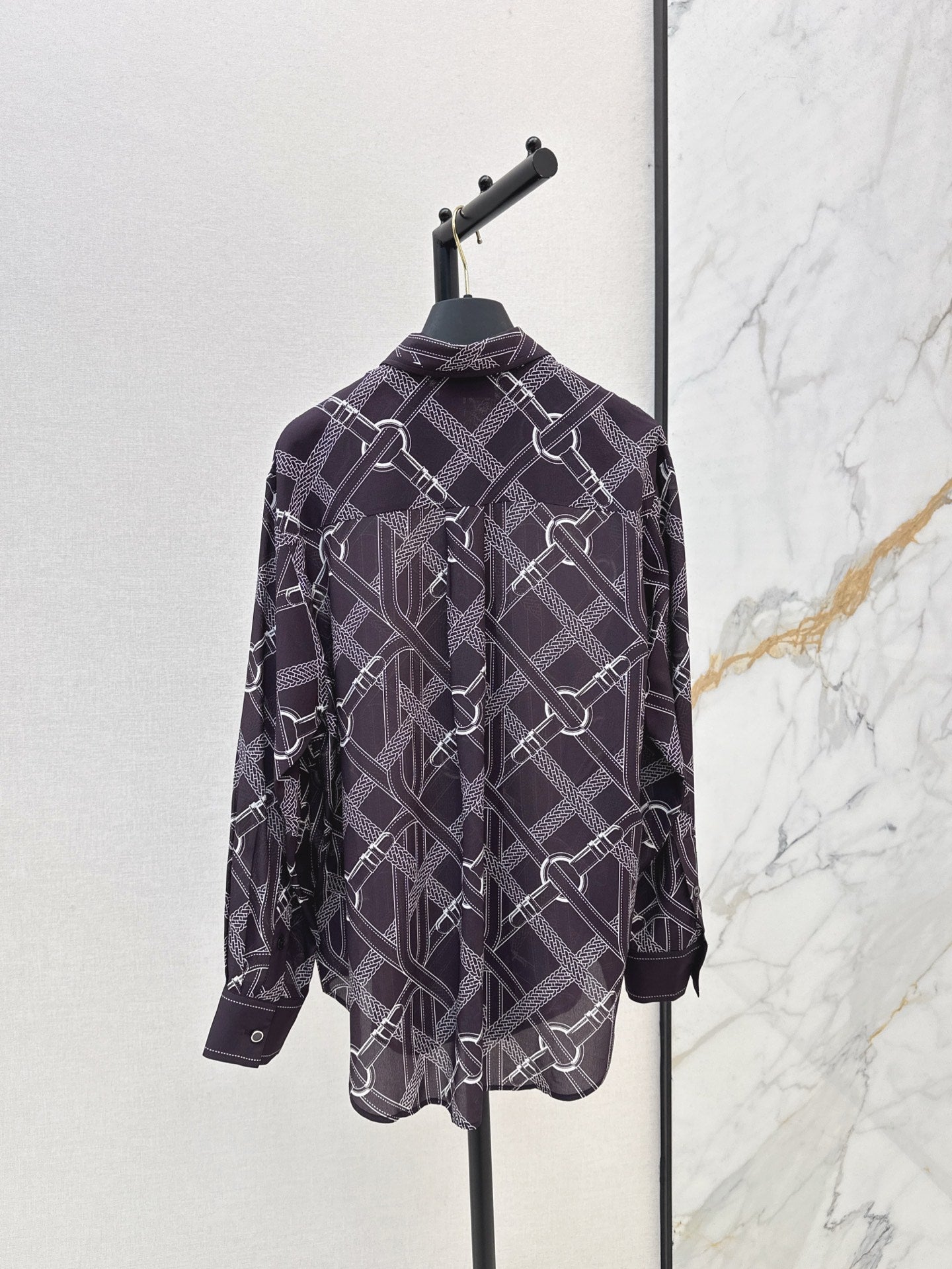 H 25ss Silk printed shirt