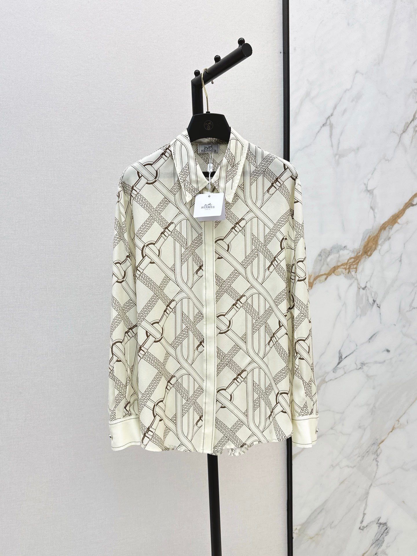 H 25ss Silk printed shirt