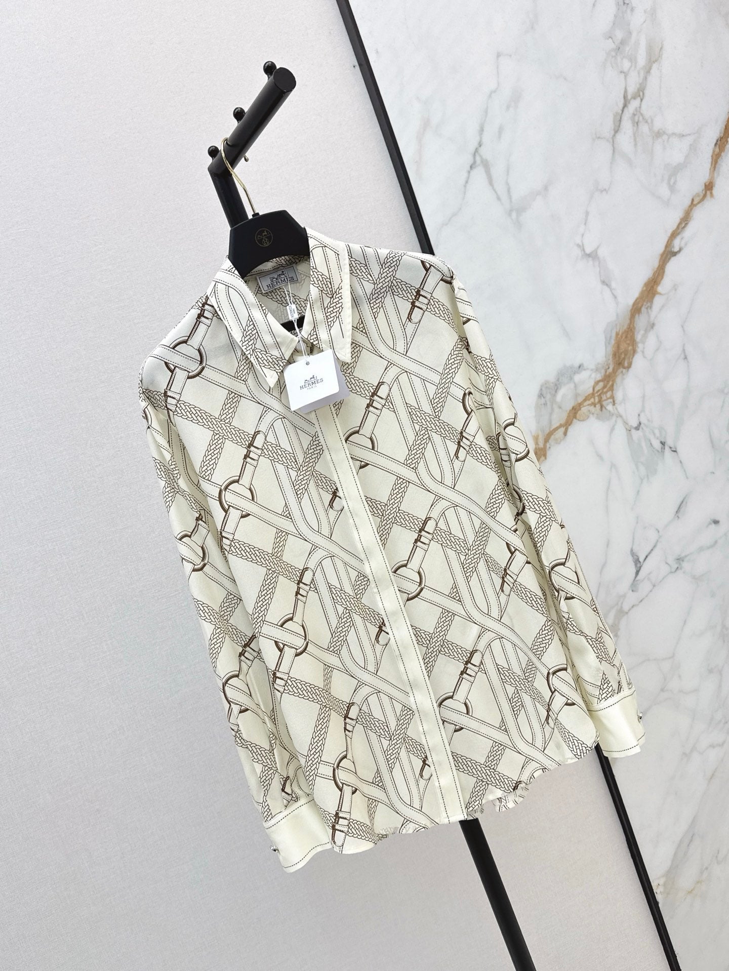 H 25ss Silk printed shirt