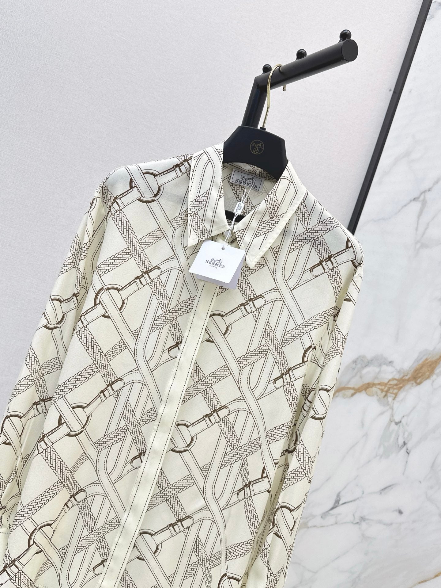 H 25ss Silk printed shirt