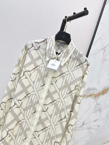 H 25ss Silk printed shirt
