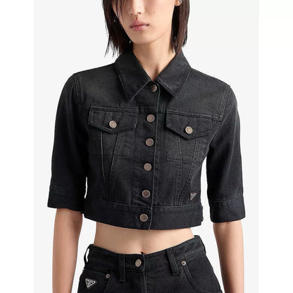 P 25ss crop denim jacket