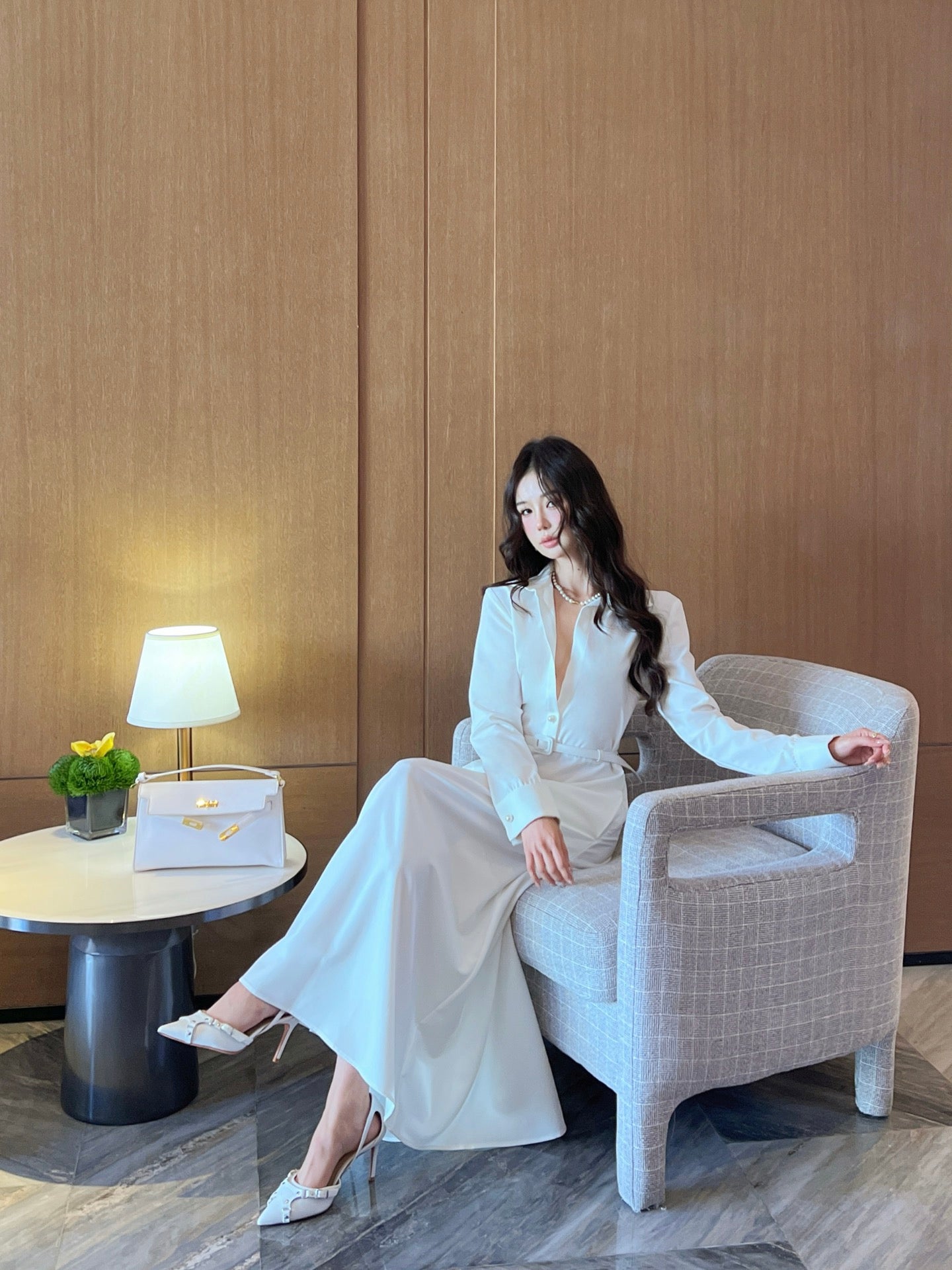 D 25SS V NECK SHIRT DRESS