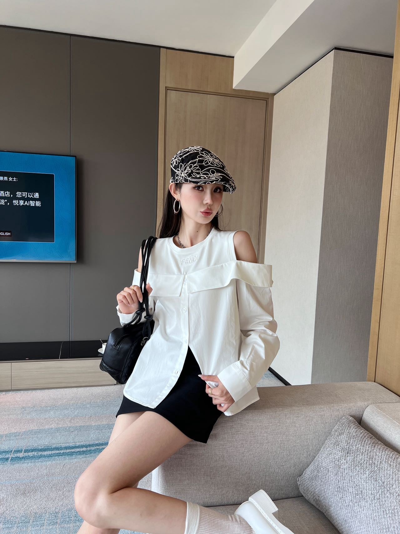 Fe 25ss paneled sleeve shirt