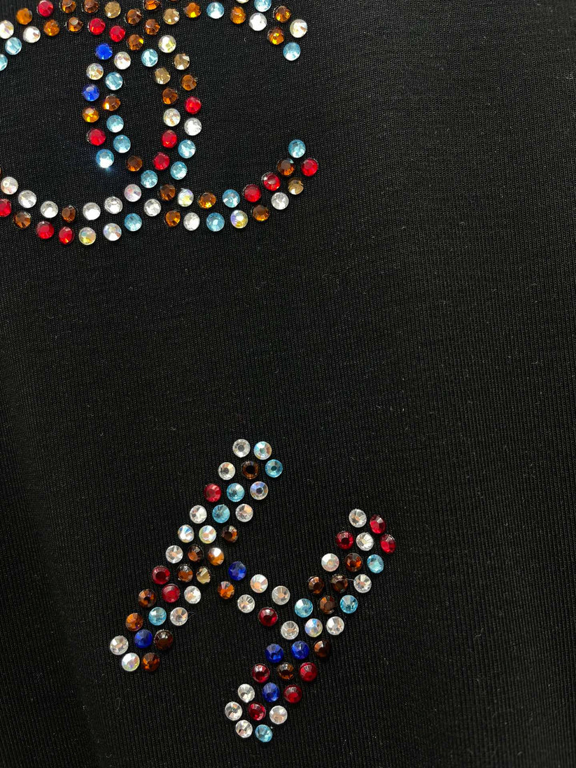 Colorful Rhinestone Letter T-Shirt