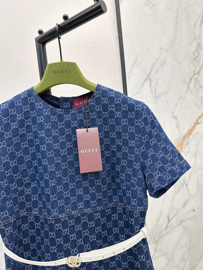 G 25ss denim jacquard dress