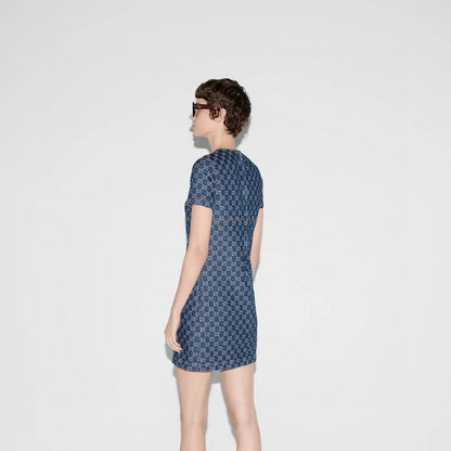 G 25ss denim jacquard dress