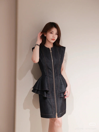 L 25ss denim sleeveless dress