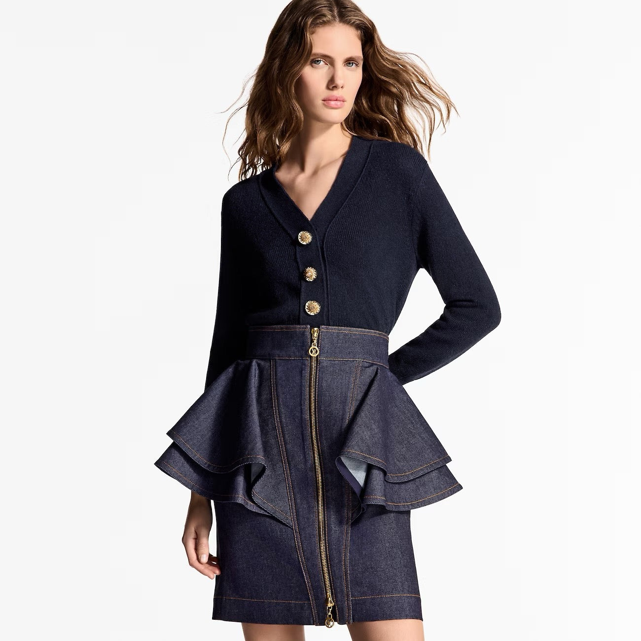 25ss ruffle denim skirt