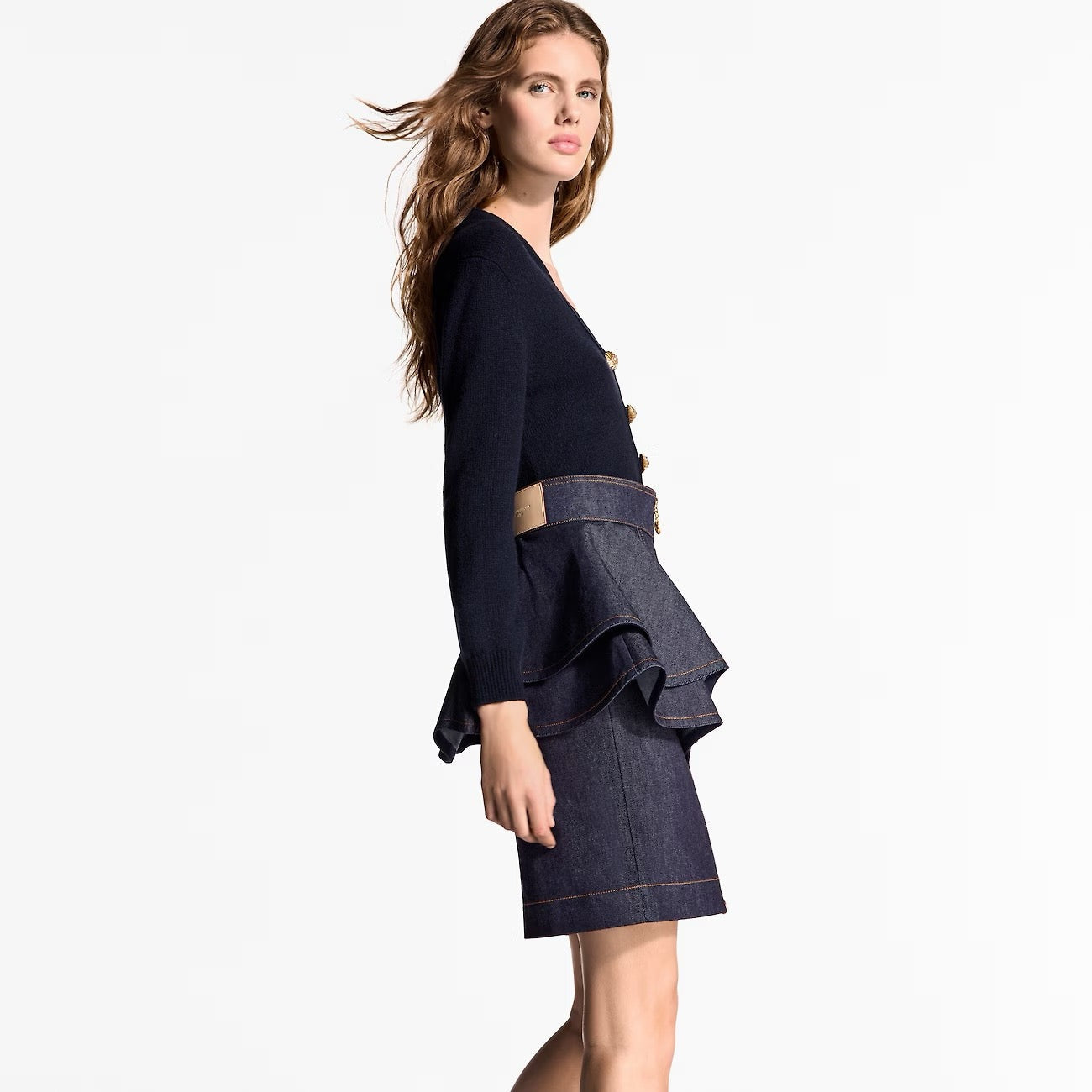 25ss ruffle denim skirt