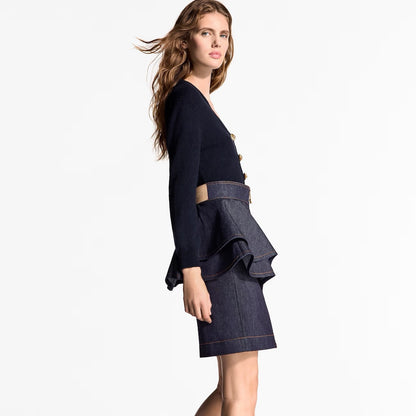 25ss ruffle denim skirt