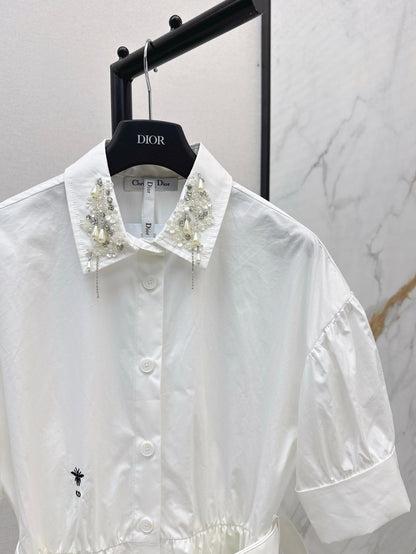 25ss beaded shirt dress