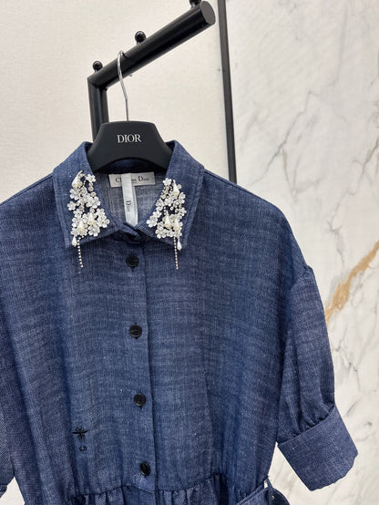 25ss beaded shirt dress