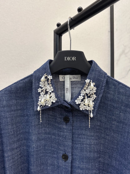 25ss beaded shirt dress