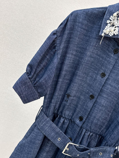 25ss beaded shirt dress