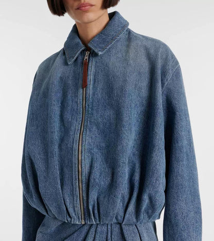25ss pleated denim jacket