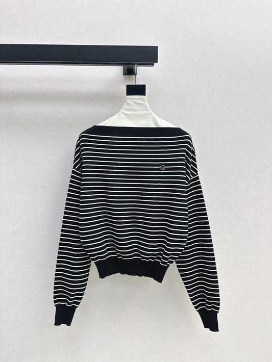 25SS Off-shoulder knitted shirt