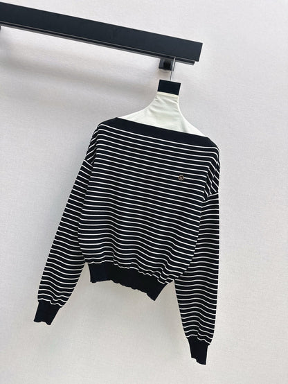 25SS Off-shoulder knitted shirt