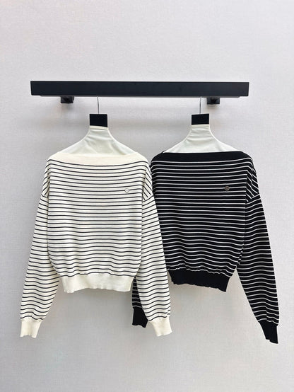 25SS Off-shoulder knitted shirt