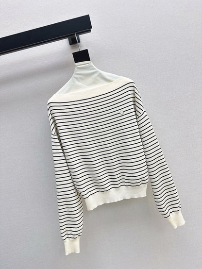 25SS Off-shoulder knitted shirt